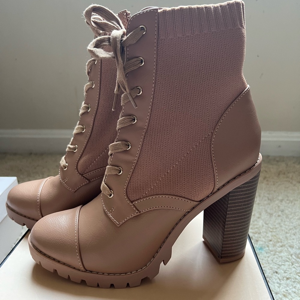 BCBGeneration Tan Lace Up Boots